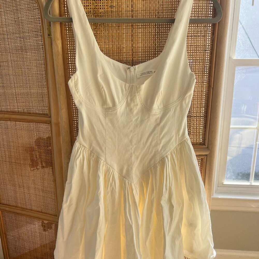 12th Tribe Kit White Drop Waist Mini Dress